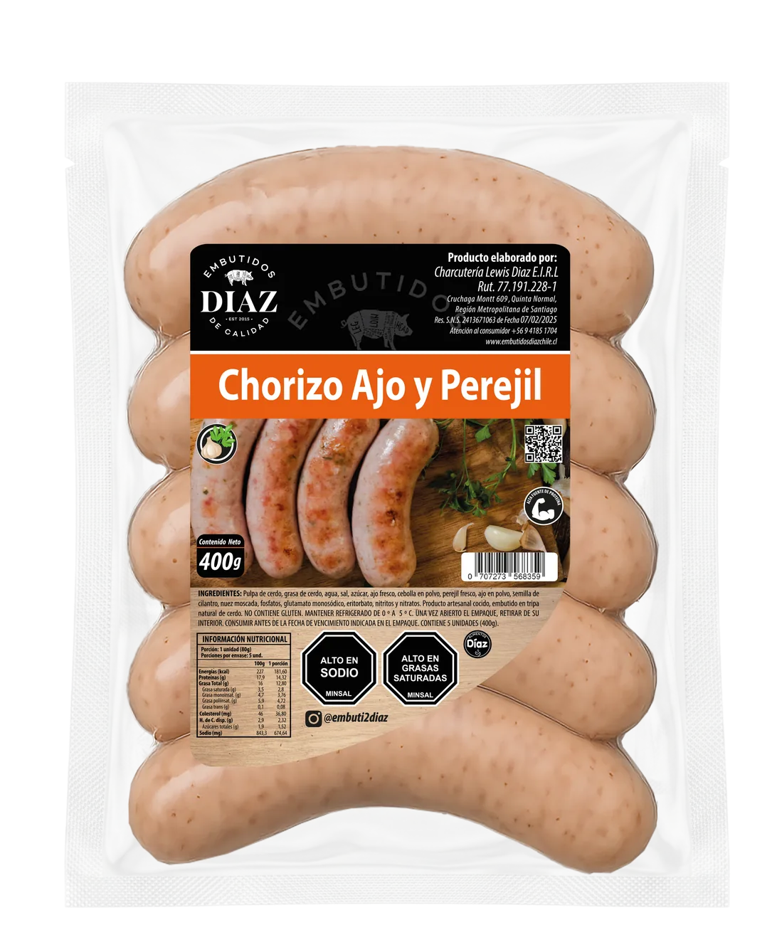 Chorizo de ajo y perejil Embutidos Díaz