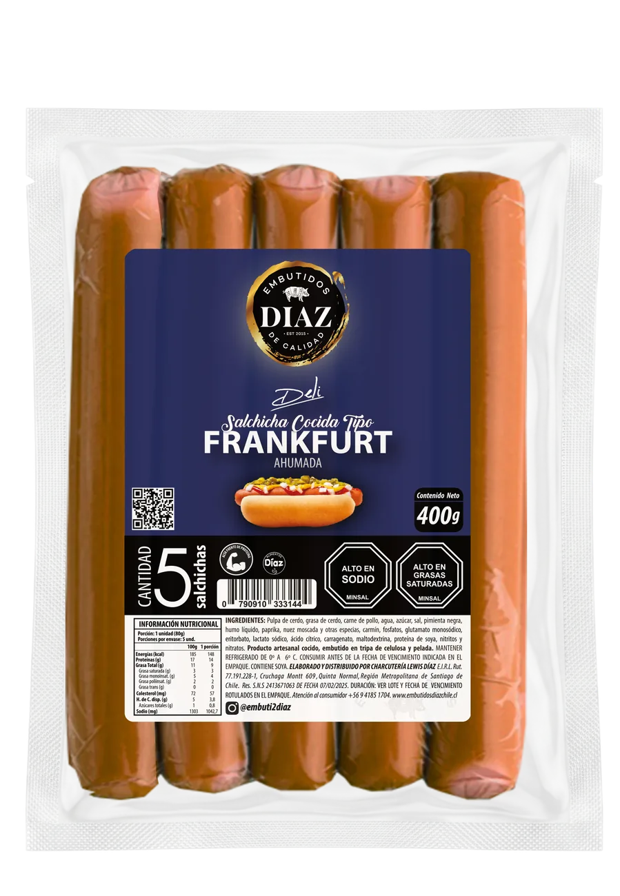 Salchicha Frankfurt ahumada Embutidos Díaz