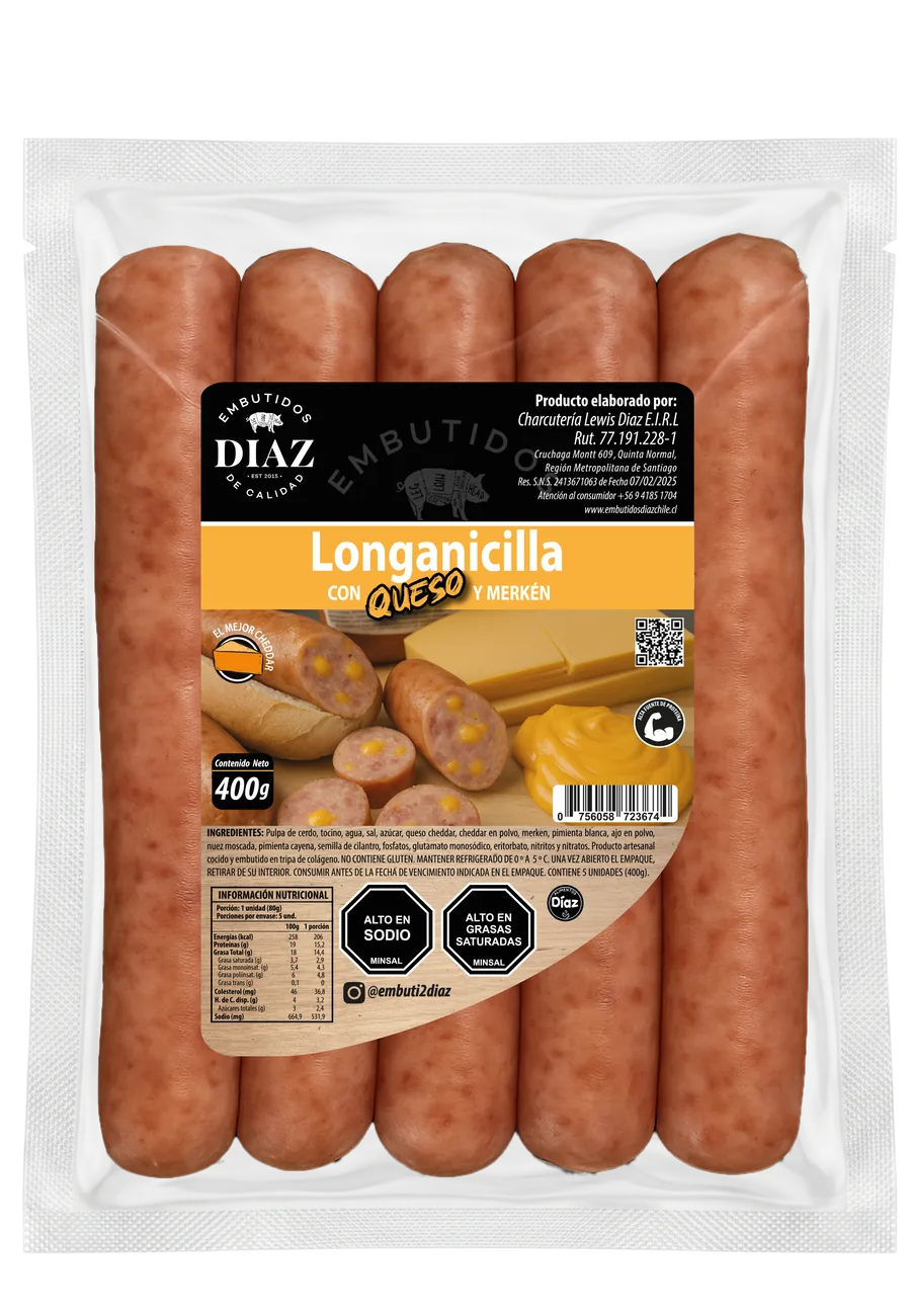 Longanicilla con queso y merkén Embutidos Díaz